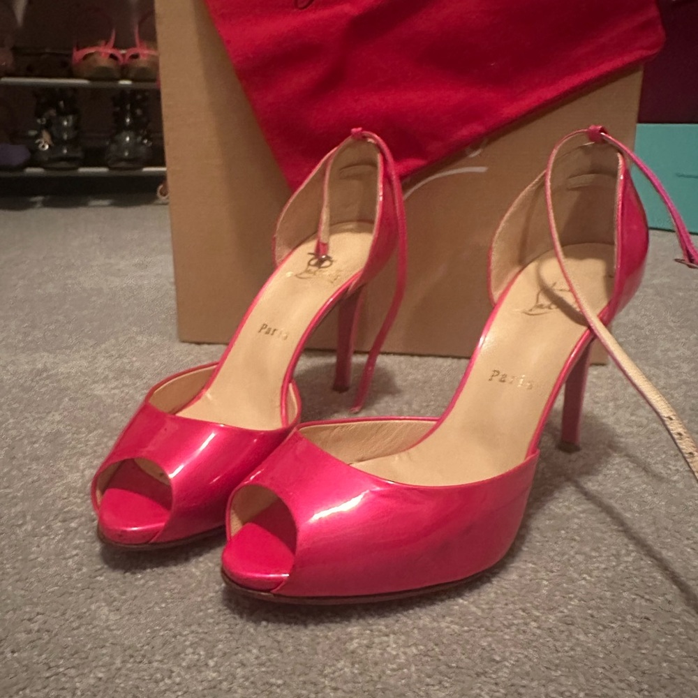 Christian Louboutin Vibrant Pink Peep-Toe Heels
